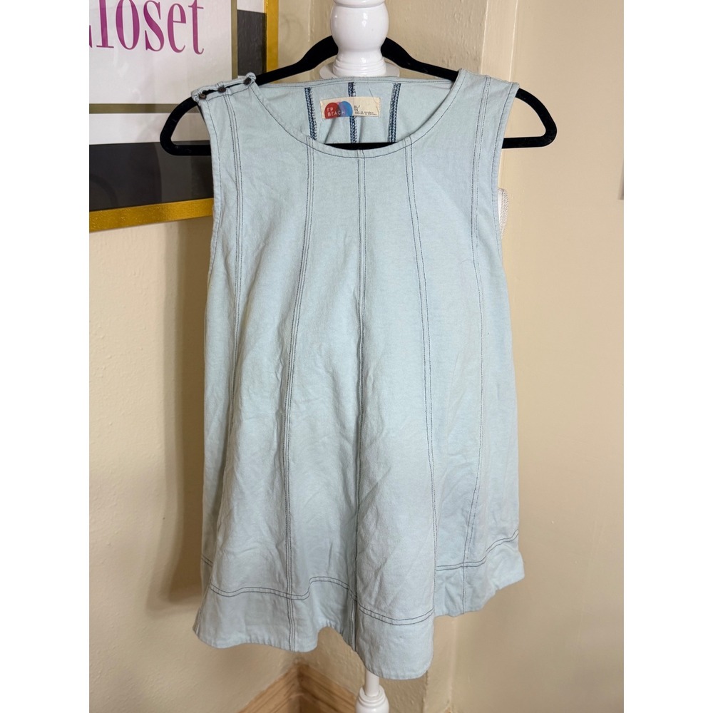 Free People Beach Blue Sleeveless Seam Detail Swing Tank Top XL
